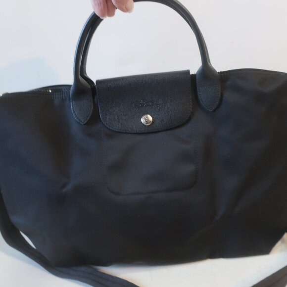 Authentic Womens Longchamp Paris Black Modele Depose Neo Crossbody Tote Handbag - Picture 3 of 16